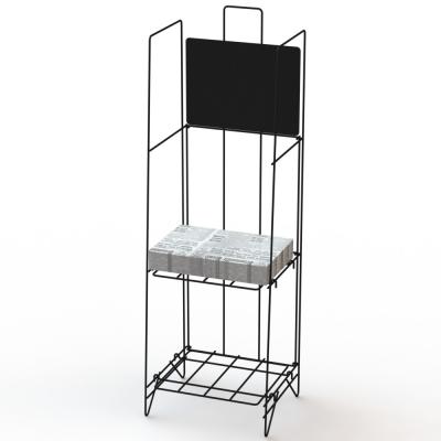 China 2 Wire Shelves Newspaper Display Stand KD Construction for sale