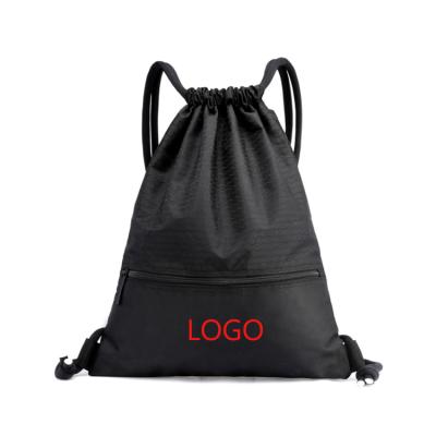 China Cheap Nylon Drawstring Drawstring Bags 210D Pull String Printing Logo Drawing String Bag Backpack Custom Made With Zipper Pocket for sale