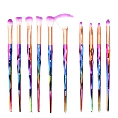 China 3D Artist Popular Colorful Gradient 10 Pcs Bling Skin-Friendly Handle Make Up Brushes With Diamonds for sale