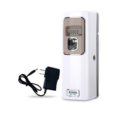 China Sustainable D Battery or DC Powered Hotel LCD Air Freshener Vending Machine Wall Mounted Automatic Aerosol Perfume Dispenser for sale