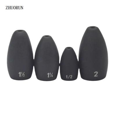 China Wholesale ZHUORUN Fishing Tools No Chip Anodized Black Tungsten Weight Stunning Fishing Weight Tungsten Sinkers for sale