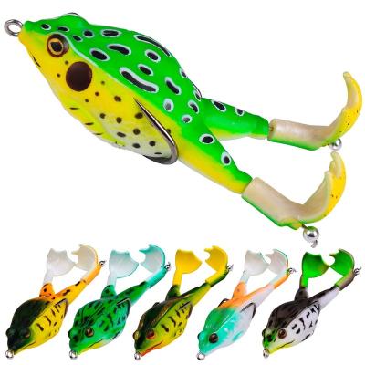 China ZHUORUN 95mm Silicone Double 13.5g Thruster Frogs Lure Frog Top Fishing Lure Realistic Soft Water Frog Bait For Black Fish for sale