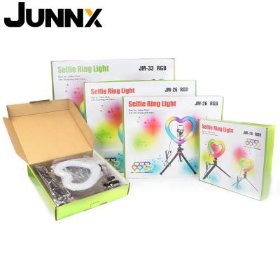 China Mini Junnx Mini OEM 6 Inch Dimmable Selfie Ring Light With Tripod Stand Photography RingLight With Phone Clip For Visual Live for sale