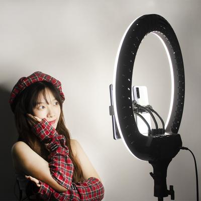 China Junnx Wholesale PORTABLE Beauty Make Up 45cm 18inch Remote Ring Lamp Selfie Ring Light With Tripod Mount Phone Holder for sale