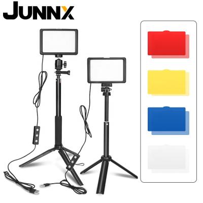 China Mini Junnx LED Photo Studio Photographic Lighting Lamp Kit For Shoot Live Streaming With Tripod Stand 4colors RGB Filters for sale