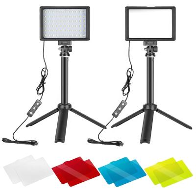 China JUNNX 2 Color Mini 4 Packs Filters RGB Dimmable 5600K USB 66 LED Panel Video Shooting Light Photographic Lighting with Tripod Stand for sale