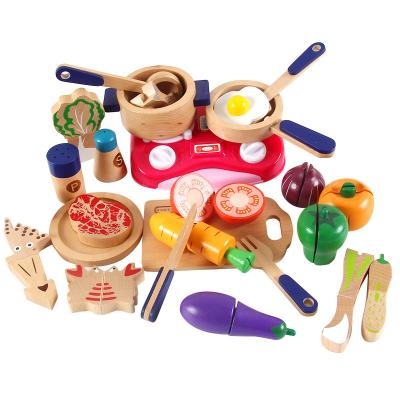 China Role Play Food Set Preschool Education Toys Kitchen Tableware Life Skills Solid Wooden Wooden Birthday Christmas Gifts For Kids for sale