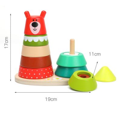 China Eductional Preschool Toys Wooden Education Bear Forest Pole Toy School Game Animal Stacking Shape Recognition Preschool Toy for Kids for sale