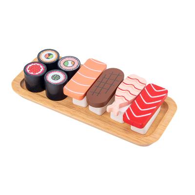 China Solid Wooden Wooden Sushi Set Family Free Games Toys Food Collection Games Interactive Role Play For Kids for sale