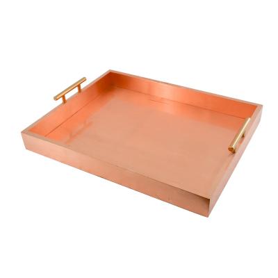 China Europe Type Gold High Quality Kitchen Style Wooden Antique Candy Vendor Serving Tray With Handles for sale