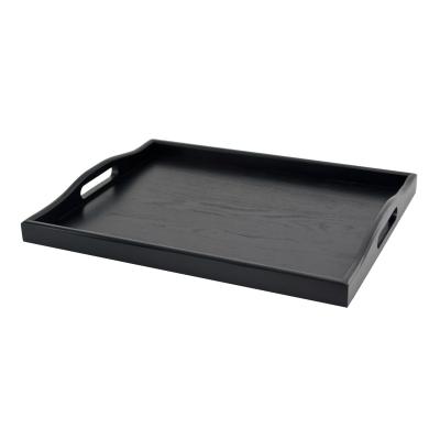 China Europe Type Acquer Style Solid Wood Sampling Black High Grade Wood Serving Tray for sale