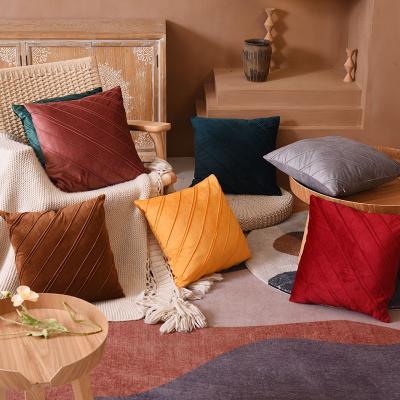 China Wholesale Anti-Static Velvet Cushion Cover Solid Decorative Square Tile Covers Cushion Case For Sofa Bedroom 18 x 18 inch 45 x 45 cm for sale