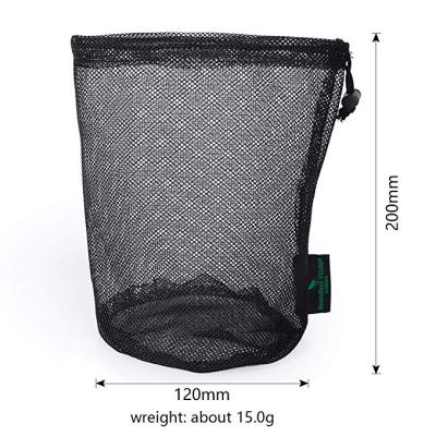 China Nylon Mesh Drawstring Bag Travel Stuff Rope Handle Goods Bag For Outdoor Tennis Mesh Storage Golf Ball Bottle Pot Tools Ditty Bag for sale