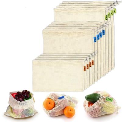 China Custom Eco Friendly Natural Organic Cotton Folding Mesh Bags Reusable Grocery Produce Shopping Bag for sale