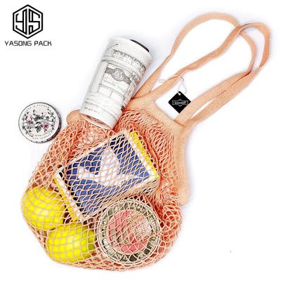 China Eco-Friendly Cotton Folding Mesh String Shopping Packing Handle Tote Gift Beach Bag for sale