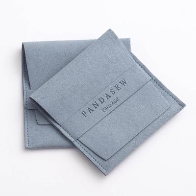 China Personalized Luxury Eco-Friendly Flip Open Jewelry Bag Custom Logo Printed Pocket Suede Small Envelope Flap for sale