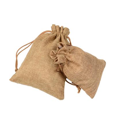 China Custom LOGO Cotton Linen Drawstring Jewelry Pouch Recyclable Jute Small Jewelry Pouch Gift Packaging Bags for sale