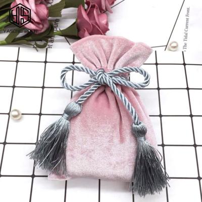 China Custom Printed Tassels Recyclable Luxury Drawstring Logo Jewelry Pouch Silk Velvet Small Jewelry Christmas Gifts Bag Pouch for sale