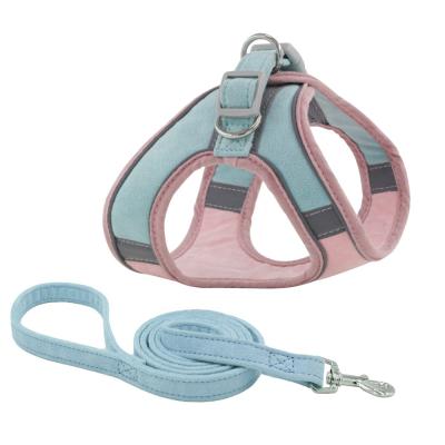 China Viable Wholesale Luxury Adjustable Soft Custom Suede Dog Harness Soft Pet Harness Vest For Cat Dogs for sale