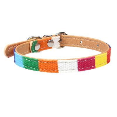 China Custom Peaktoppets Collares Perro Rainbow Stripes Print Cat Collars Cat Accessories Or Kitten Collar Pet for sale