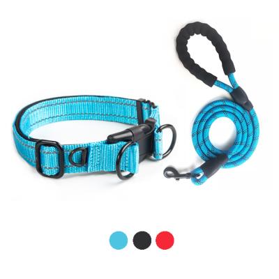 China Custom Peaktoppets Led Collares Perro Reflective Adjustable Double Band Dog Collar Night Nylon Pet Apparel and Accessories for sale