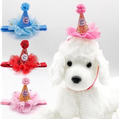 China Shiny Dog Pet Birthday Accessories Princess Hat Funny Pet Party Viable Fashionable Birthday Hat Dog Party for sale