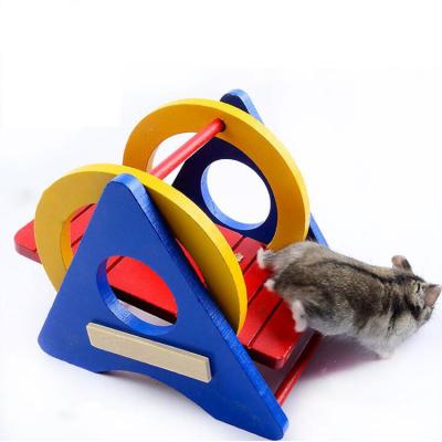 China Popular Viable Peaktoppets Amazon Hamster Rainbow Swing Rocker Toy Wooden Puzzle Toy For Small Animals Hamster Supplies for sale