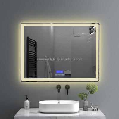 China New design rectangular ip44 magnifying aluminum bathroom led frame mirror wall mount bathroom touch sensor LED smart mirror for sale