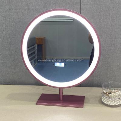 China Contemporary IP44/ROHS/CE Certificated Home Bedroom Makeup Led Light Metal Framed Tabletop Decorative Mirror for sale