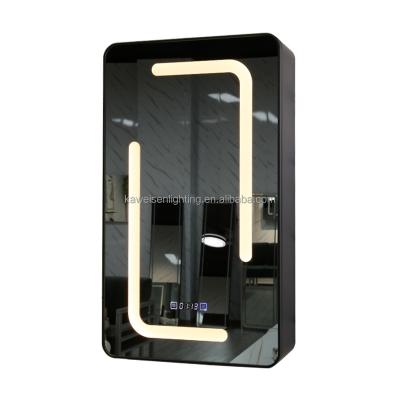 China European Style Magnifying Bathroom Mirror Cabinet With One-Door Anti-Mirror Lighted Vanity Cabinet LED Switch Touch Sensor Fog CCT Dimmable for sale