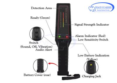 China LED Indicator Portable Metal Detector , Hand Wand Metal Detector With 9V Rechargeable Battery for sale