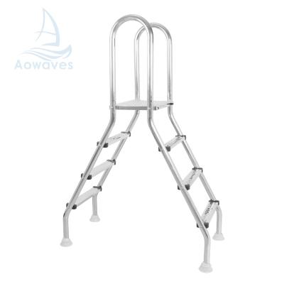 China 304 / 316 Stainless Steel 304 Inflatable Swimming Pool Equipment Double Sided Escalator Support for sale