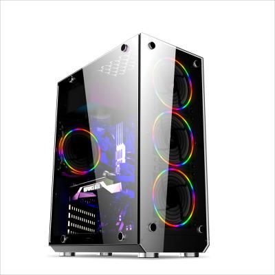 China Tempered Glass ATX Desk Case Gabinete Cabinet PC Gamer Computer Gaming PC Desk Case for sale