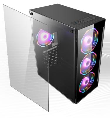 China Dunao Tempered Glass Computer Case Gabinete PC Case Desktop Gaming With RGB Fans for sale