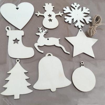 China Christamas Tree Decoration Christmas Decor With String White Christmas Tree Ornament Wood Customized Christmas Decoration Supplies Natural Wood Color 2.5mm for sale