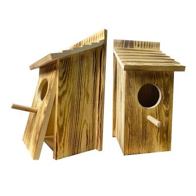 China CLASSICS Natural Wooden Bird Houses For Outdoor Custom Wooden Bird Nest Wooden Aviary for sale