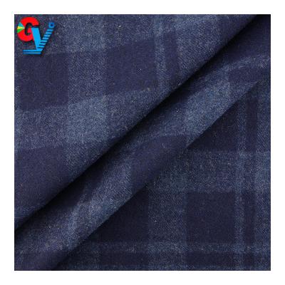 China Blue Tartan Plaid Woolen Fabric Wind Proof Check Woolen Fabric for sale