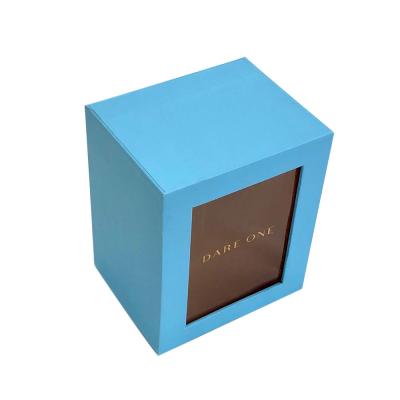 China Recycled Materials Morandi Color Gold Foil Stamping Present Case With Window Custom Gift Box for sale