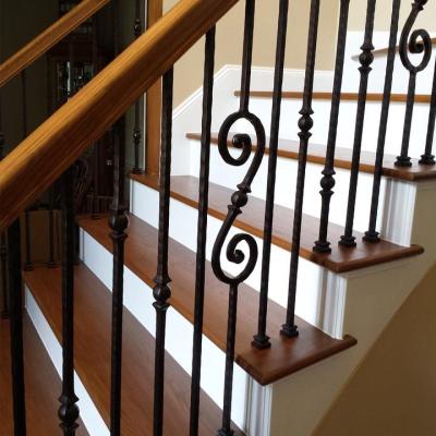 China Modern Hammered Cast Iron Versatile Staircase Wrought Axis Double Ball Baluster Forged Iron Balusters for sale