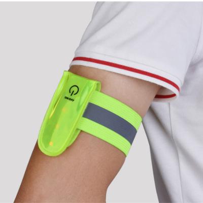 China Wholesale Adjustable Reflective Sports Armband Outdoor Running Arm Band LED Light Armband With Battery for sale