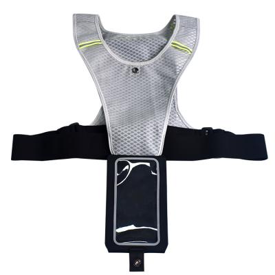 China Running Phone Holder 2021 Marathon Reflective Adjustable Chest Vest Mobile Phone Holder with Lightweight Pockets for Sports Waist Back Unisex Bag for sale