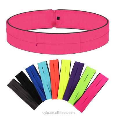 China Fashionable Durable Elastic Expandable Waist Bag 3 Pocket Sports Fashion Sports Running Belt With Zipper for sale