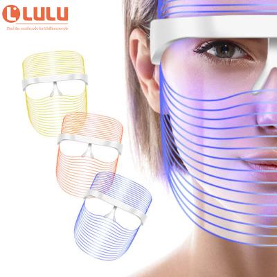 China Skin Tightening Rechargeable Skin Care Wrinkle Acne Treatment 3 Color Radio Led Facial Mask for sale