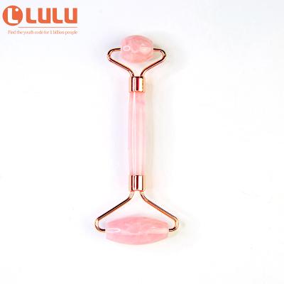 China Wrinkle Remover Cosmetics Gemstone Rose Quartz Roller Natural Jade Massager Rose Quartz Massage Facial Roller for sale