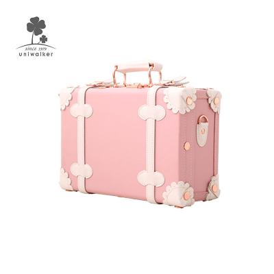 China Wholesale China High Quality Fashion Lady Retro Leather Hand Style Rose Gold Woman Kids Vintage Small Suitcase for sale