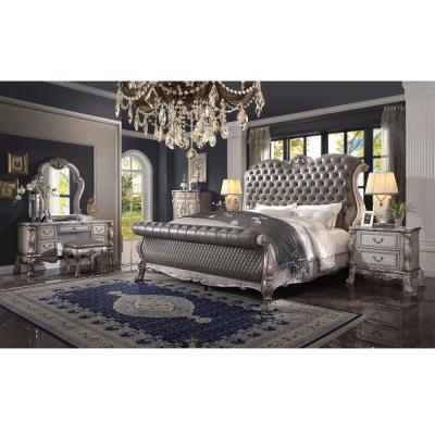 China American Style Luxurious King (Other) Adjustable Covered Antique Wood Bedroom Furniture Set for sale