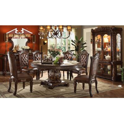 China (Other) solid wood adjustable round table for dinner brown color whole dining set for sale