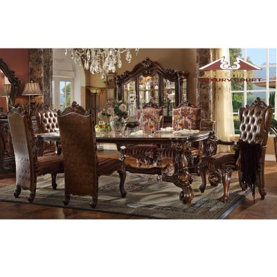 China Longhao Adjustable Popular Selling Luxury European Designs (Others) Dining Table Sets With 8 Chairs for sale