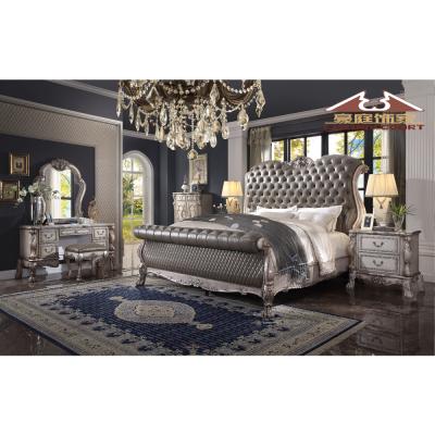 China Longhao Adjustable Elegant Popular Selling European Luxury Solid Wood Bed Room Furniture Silver Set (Other) for sale