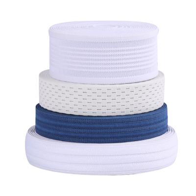 China China Wholesale Custom Elastic Pattern 25mm Polyester / Nylon Rubber Flat White Knit Elastic Band Webbing for sale